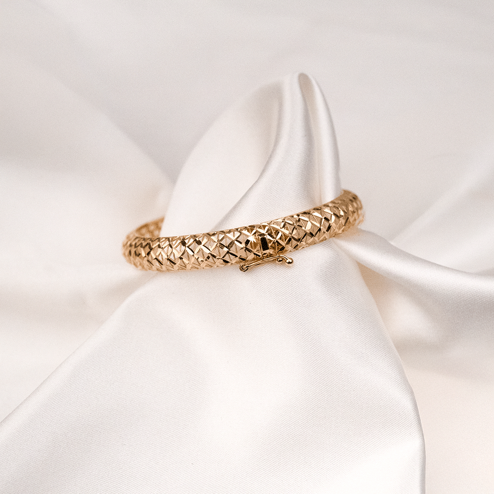 14 Ayar Kare Desenli Kesim Altın Bileklik