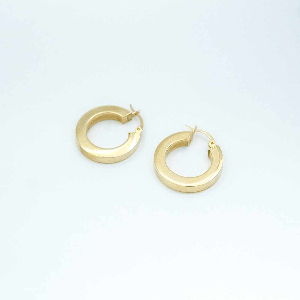 14 Ayar Kare Halka Altın Küpe