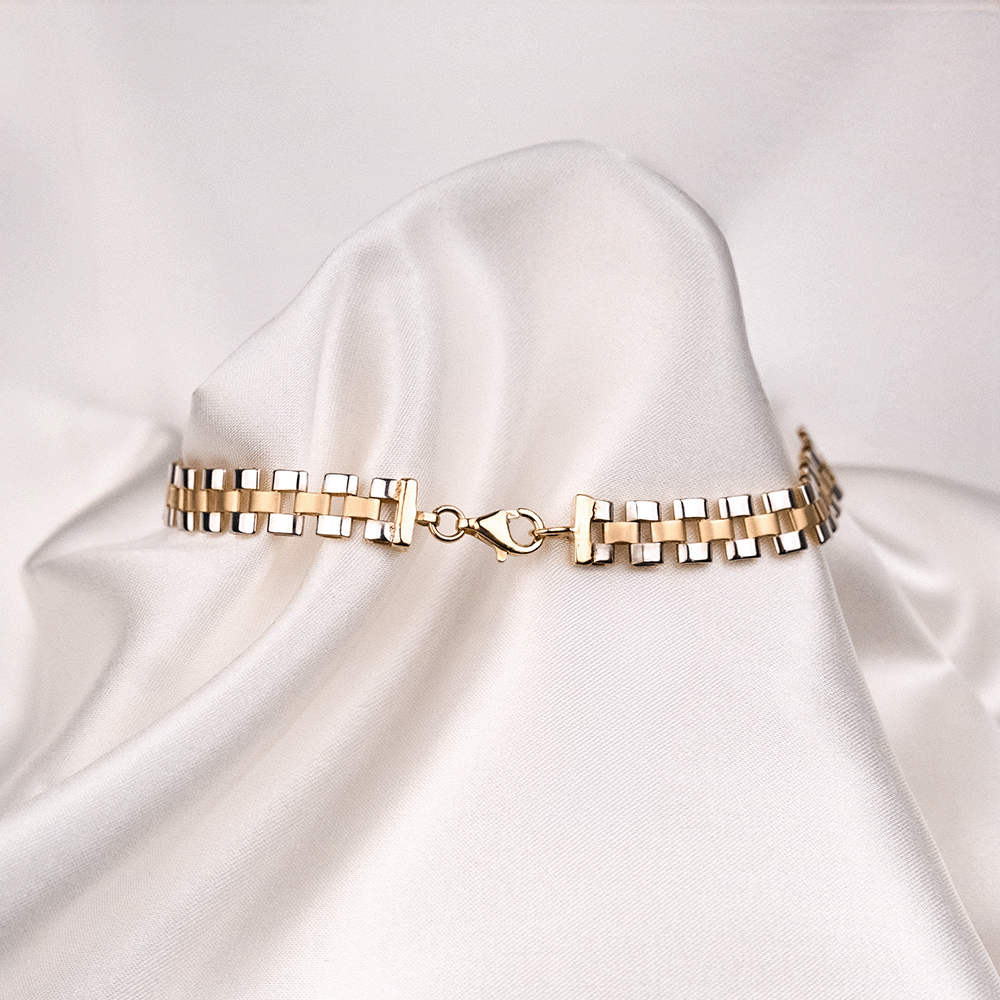 14 Ayar Kordon Zincirli Renkli Altın Bileklik