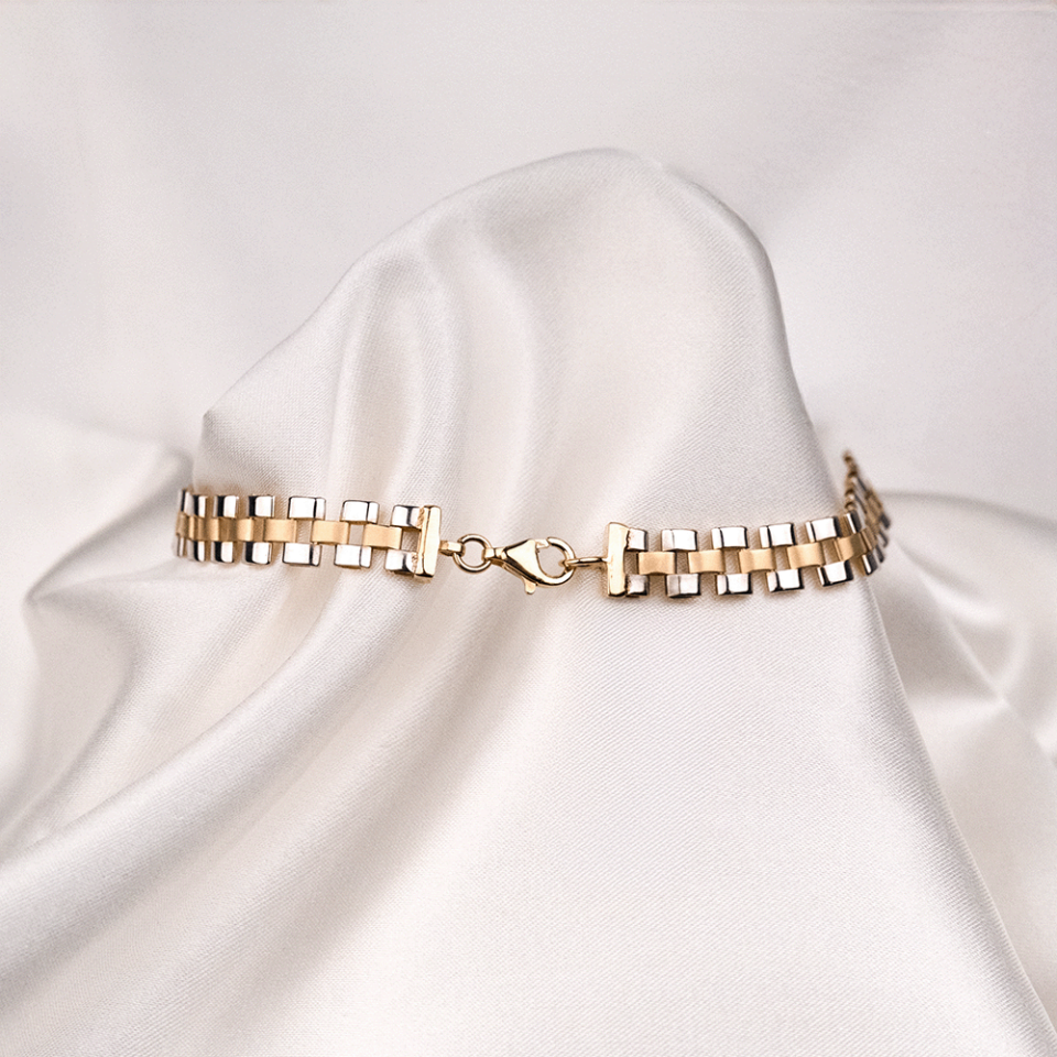 14 Ayar Kordon Zincirli Renkli Altın Bileklik