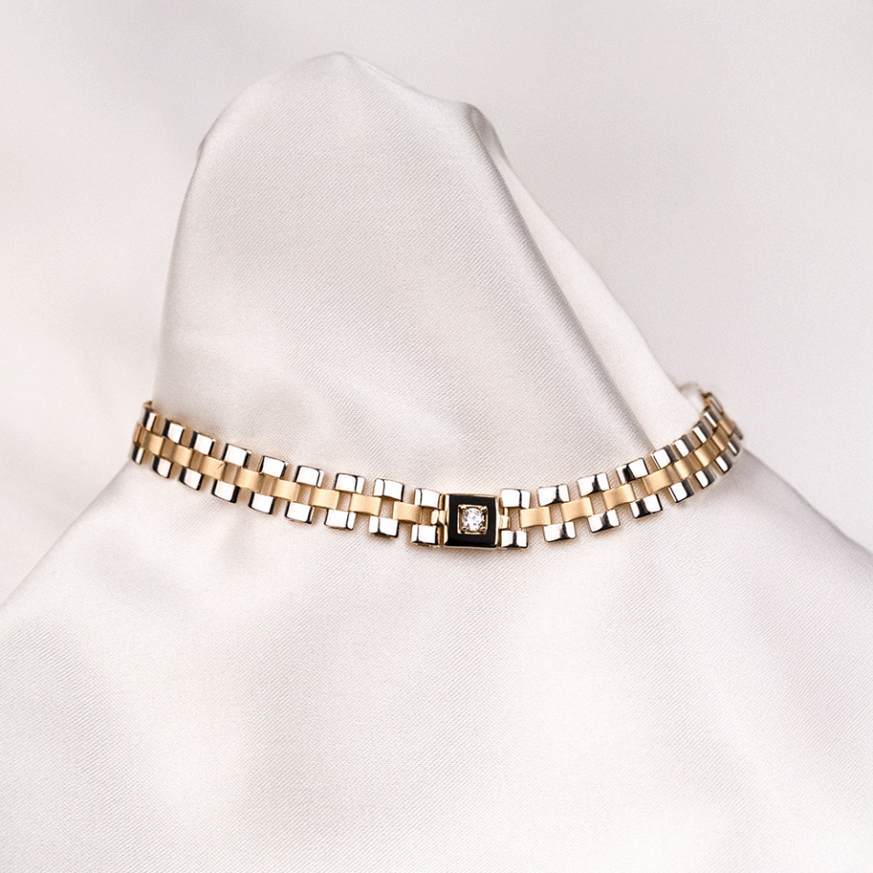 14 Ayar Kordon Zincirli Renkli Altın Bileklik