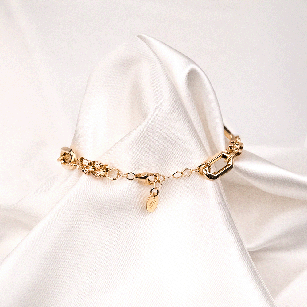 14 Ayar Ataç Zincirli Silindir Dorika Altın Bileklik