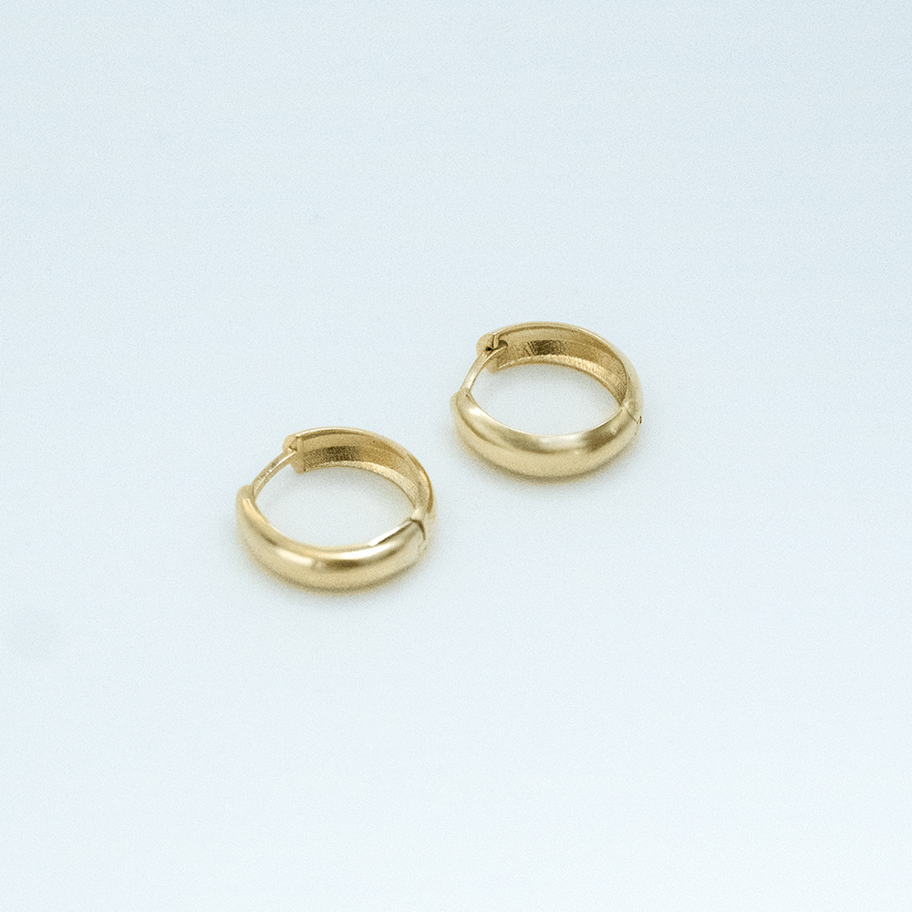 14 Ayar Oval Sade Altın Küpe