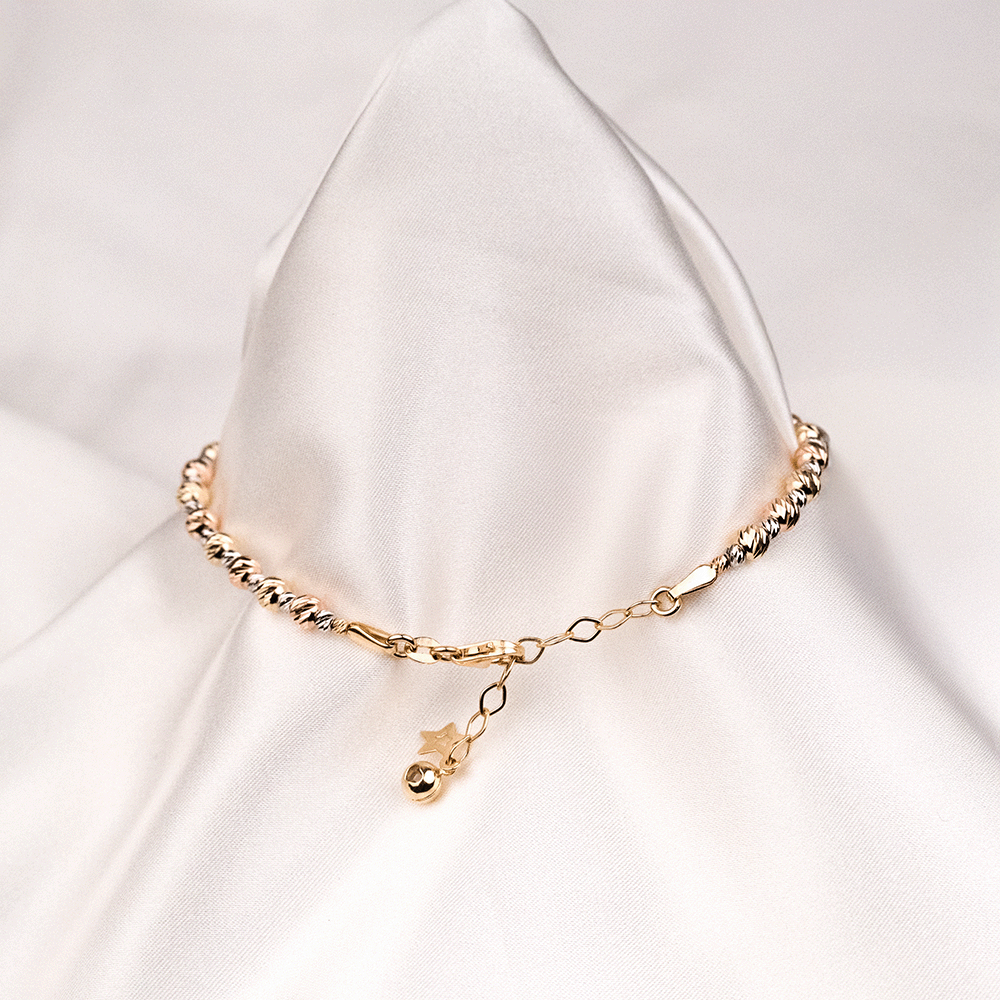 14 Ayar Büyük Küçük Dorika Toplu Altın Bileklik