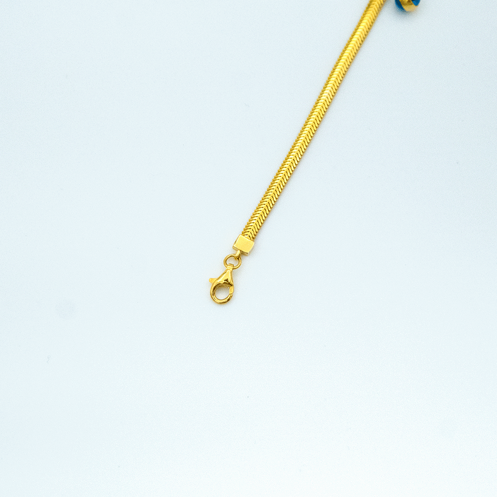 14 Ayar Nazar Boncuklu Balık Sırtı Altın Bileklik