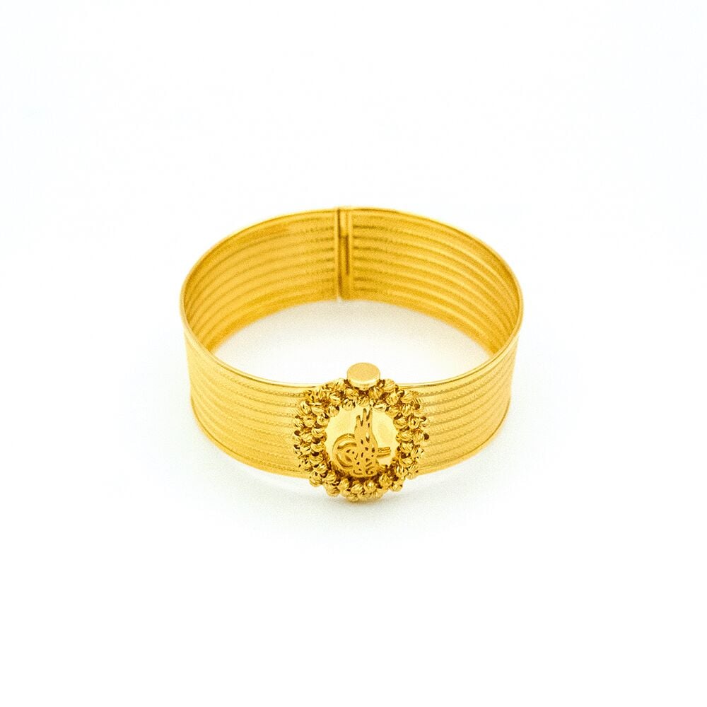 22 Ayar Taç Akışı Kelepçe Altın Bileklik