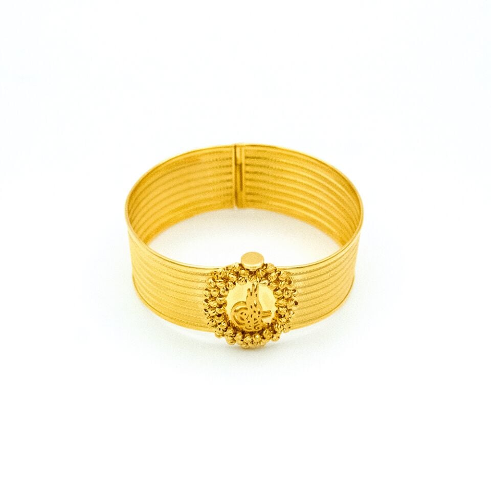 22 Ayar Taç Akışı Kelepçe Altın Bileklik