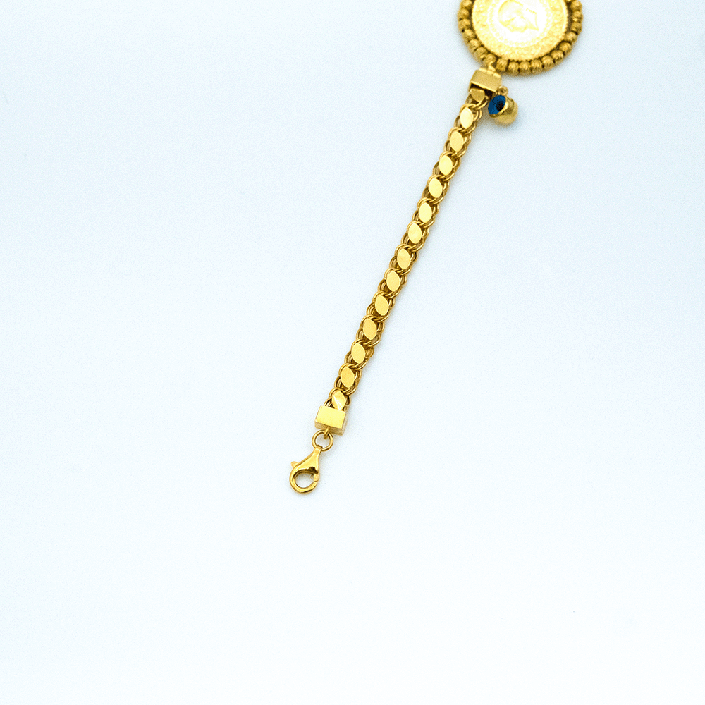 14 Ayar Arpa Zincirli Detaylı Altın Bileklik