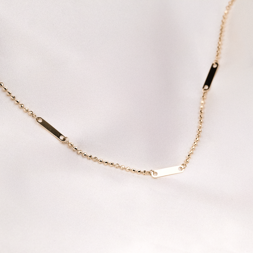 14 Ayar Daire Sıralı Plaka Altın Erkek Kolye