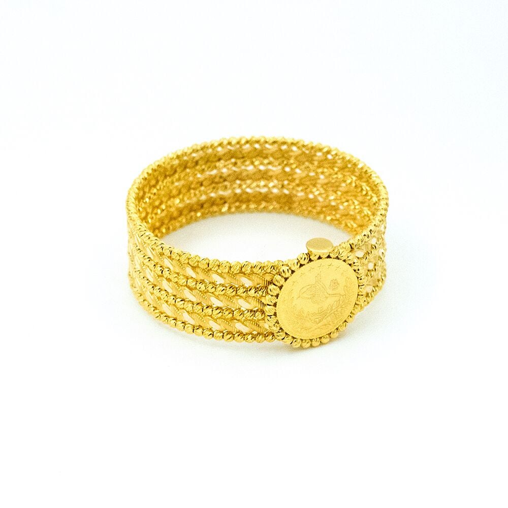 14 Ayar Derin Sarmal Kelepçe Altın Bileklik