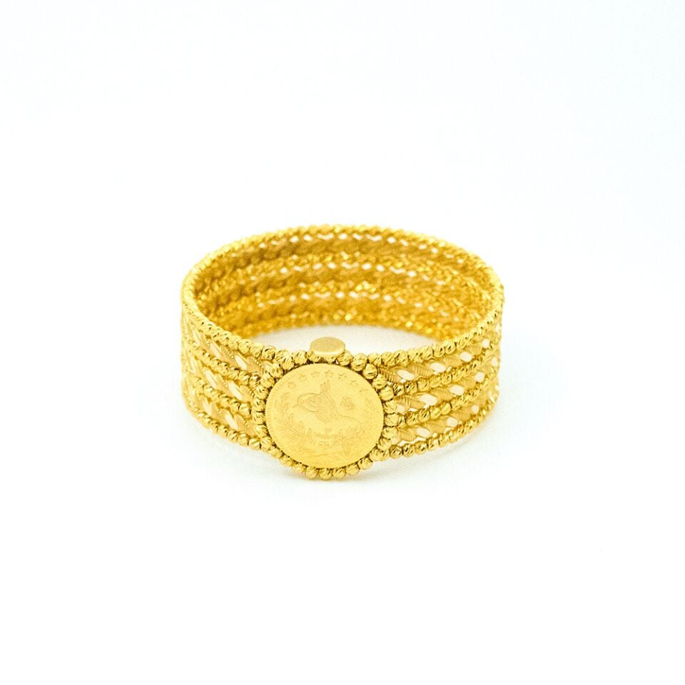 14 Ayar Derin Sarmal Kelepçe Altın Bileklik