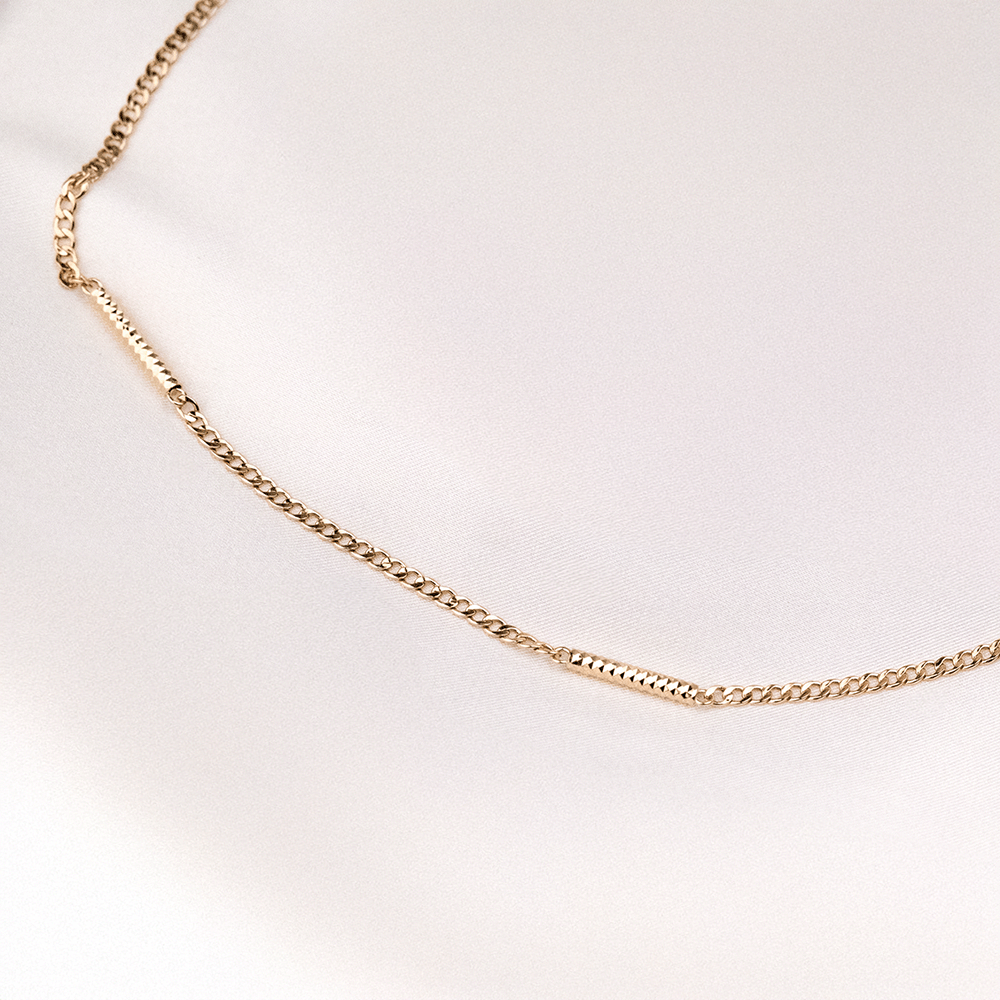 14 Ayar Zincirli Parıltılı Altın Erkek Kolye