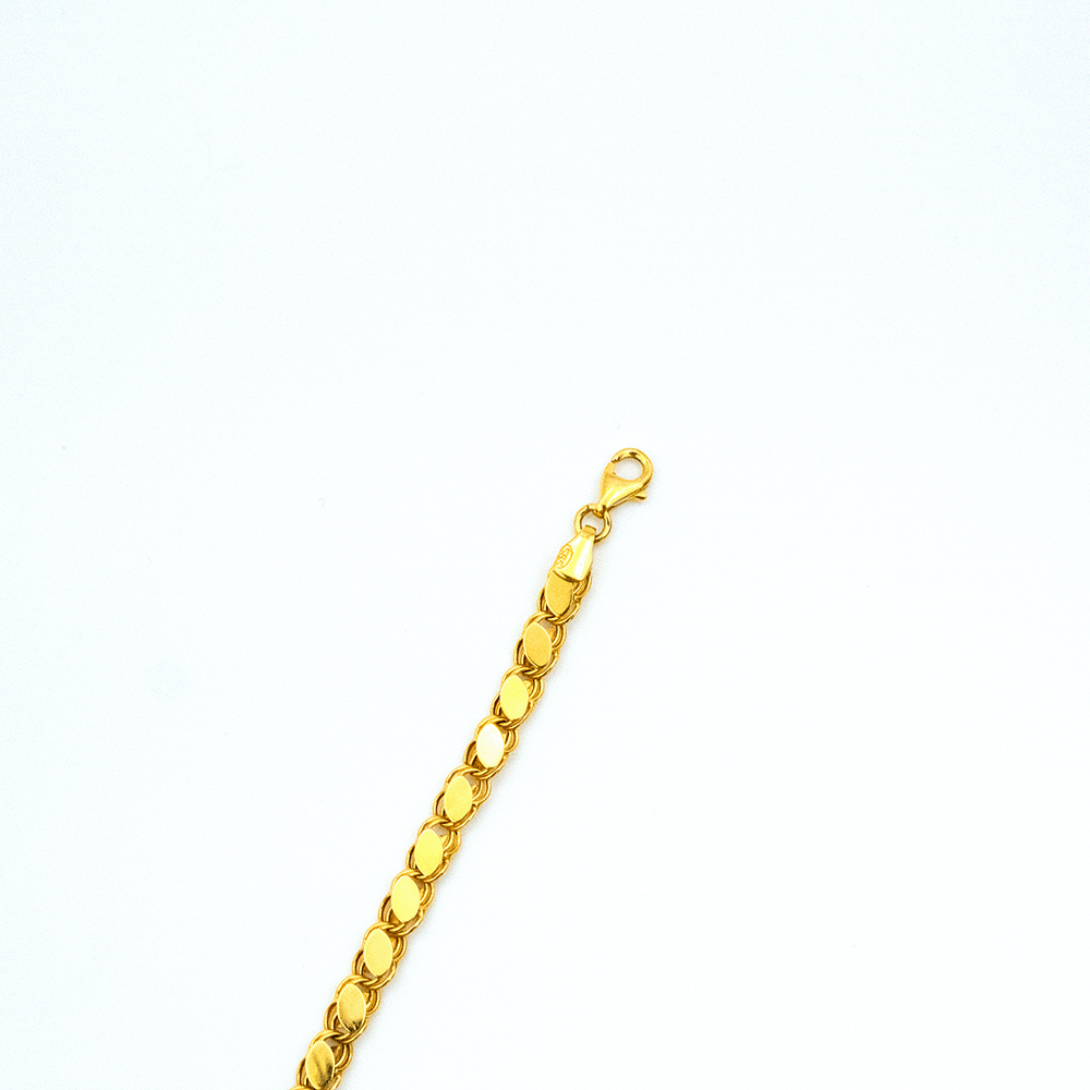 14 Ayar Arpa Zincirli Detaylı Altın Bileklik