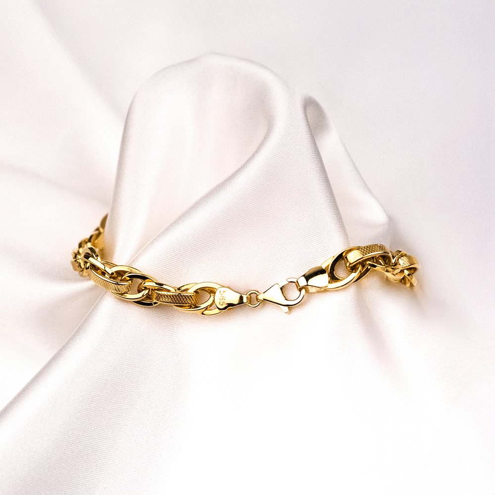 14 Ayar Nokta Desenli Doch Zincir Altın Bileklik