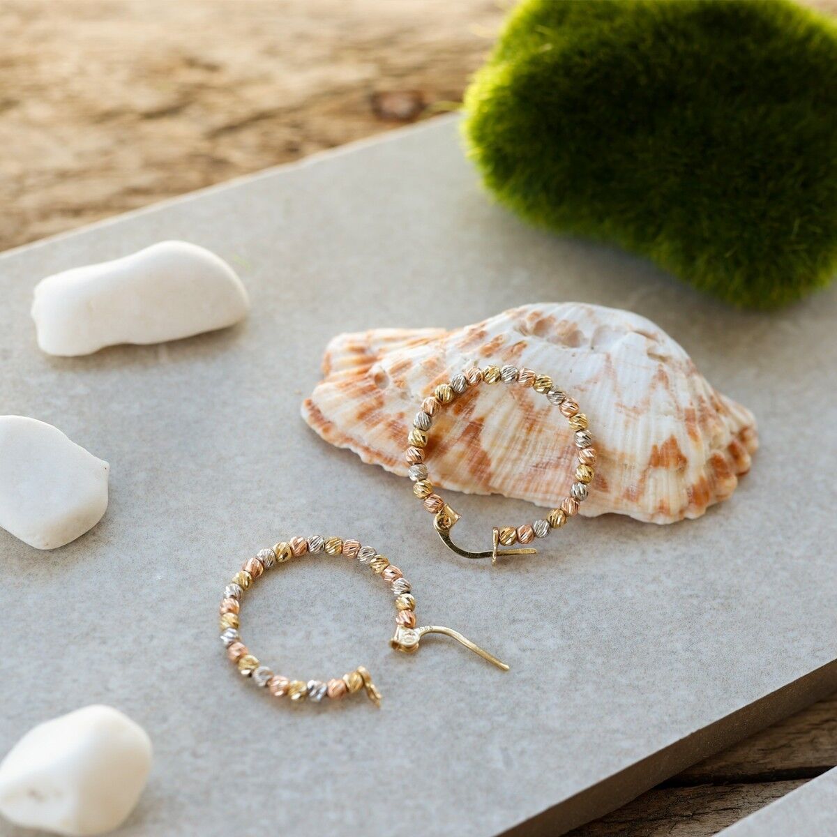 14 Ayar 3 Renk İtalyan Dorikalı Altın Küpe