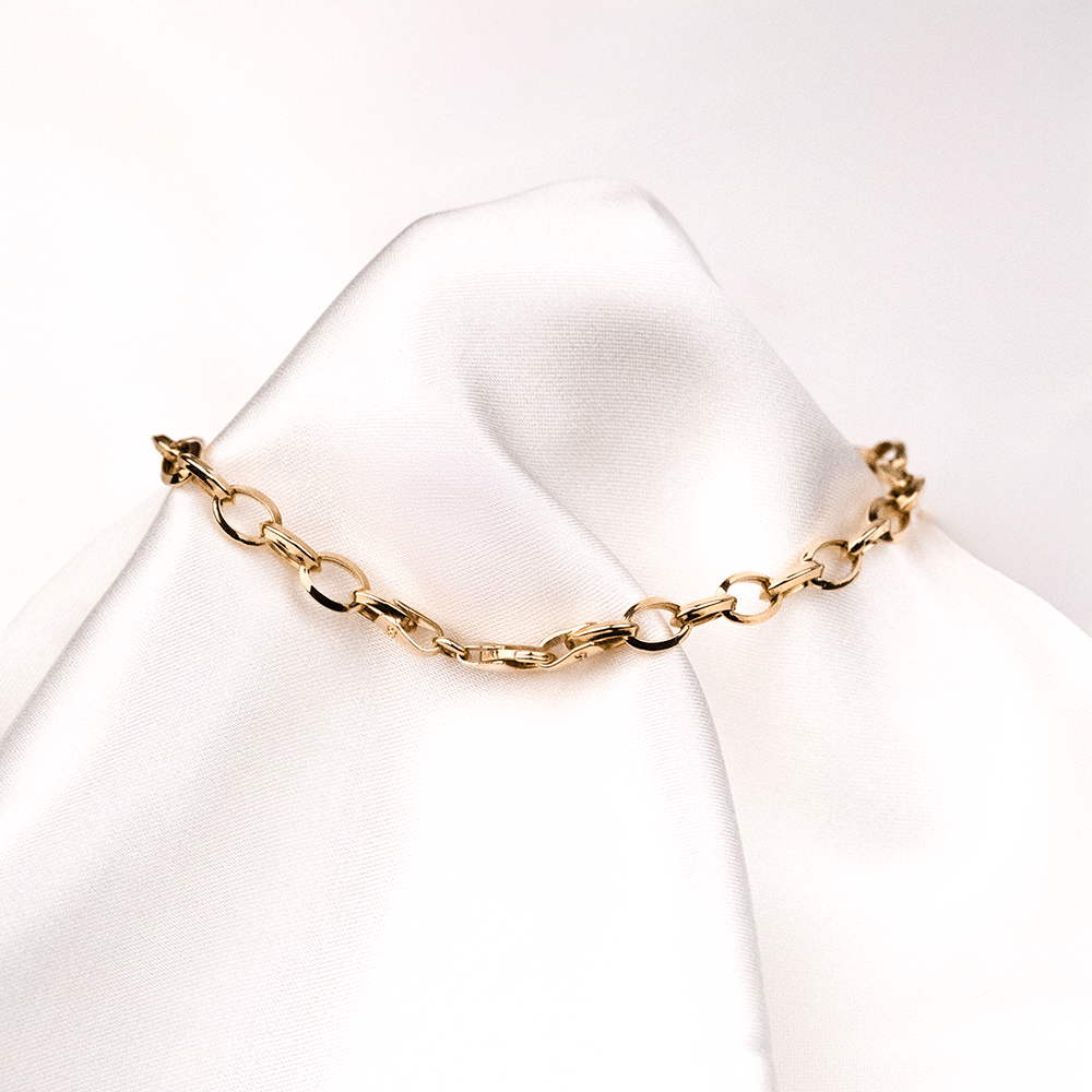 14 Ayar Oval Zincir Halka Altın Bileklik