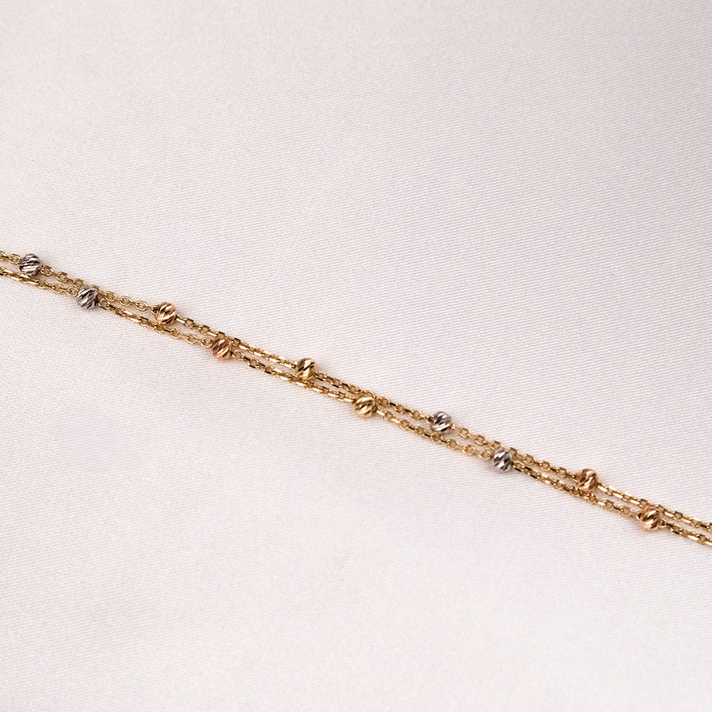 14 Ayar Renkli Dorika Toplu Zincirli Altın Bileklik