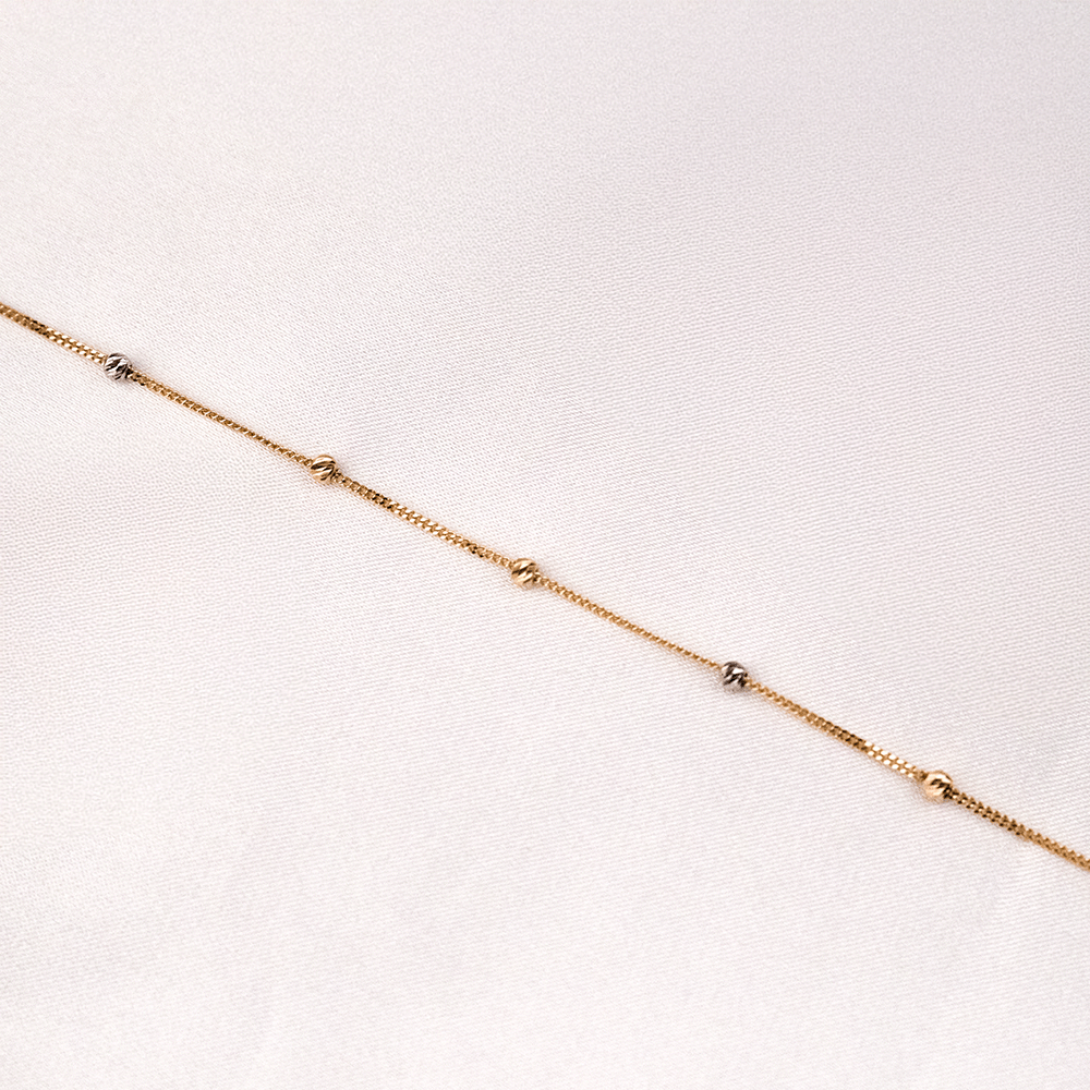 14 Ayar Tek Sıra Dorika Toplu Zincirli Altın Bileklik