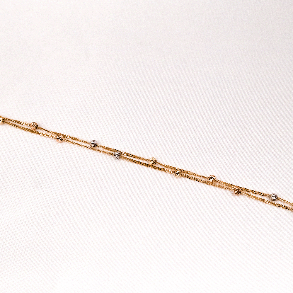 14 Ayar Çift Sıra Zincirli Dorika Toplu Altın Bileklik