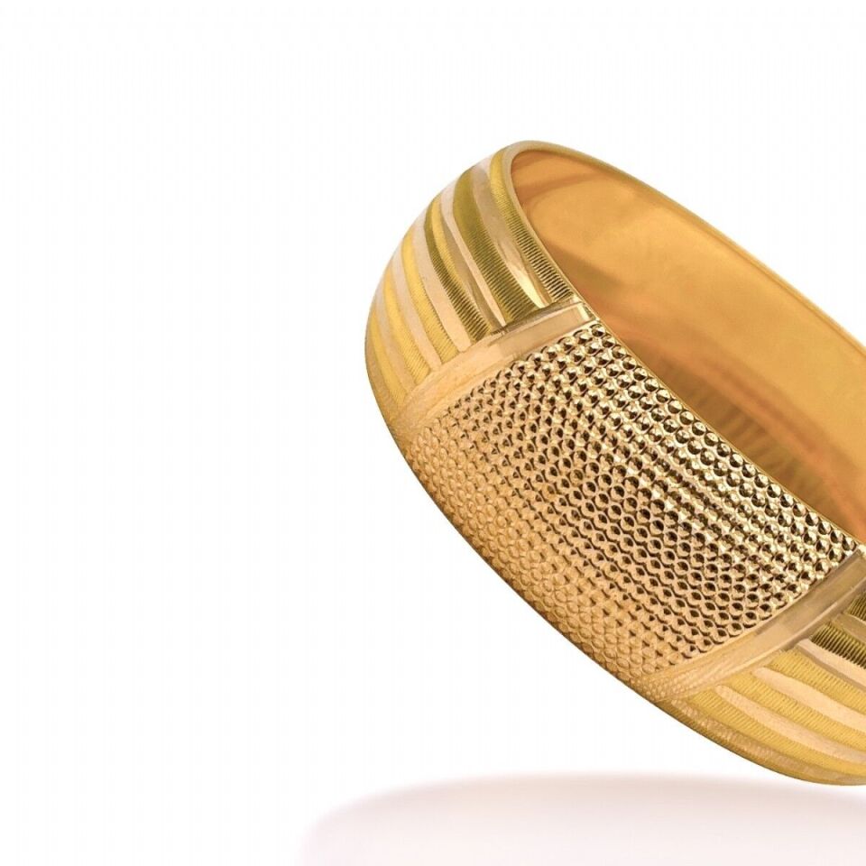 22 Ayar Noktalı Desenli Yatay Çizgili Mega Gold Altın Bilezik 40 Gr