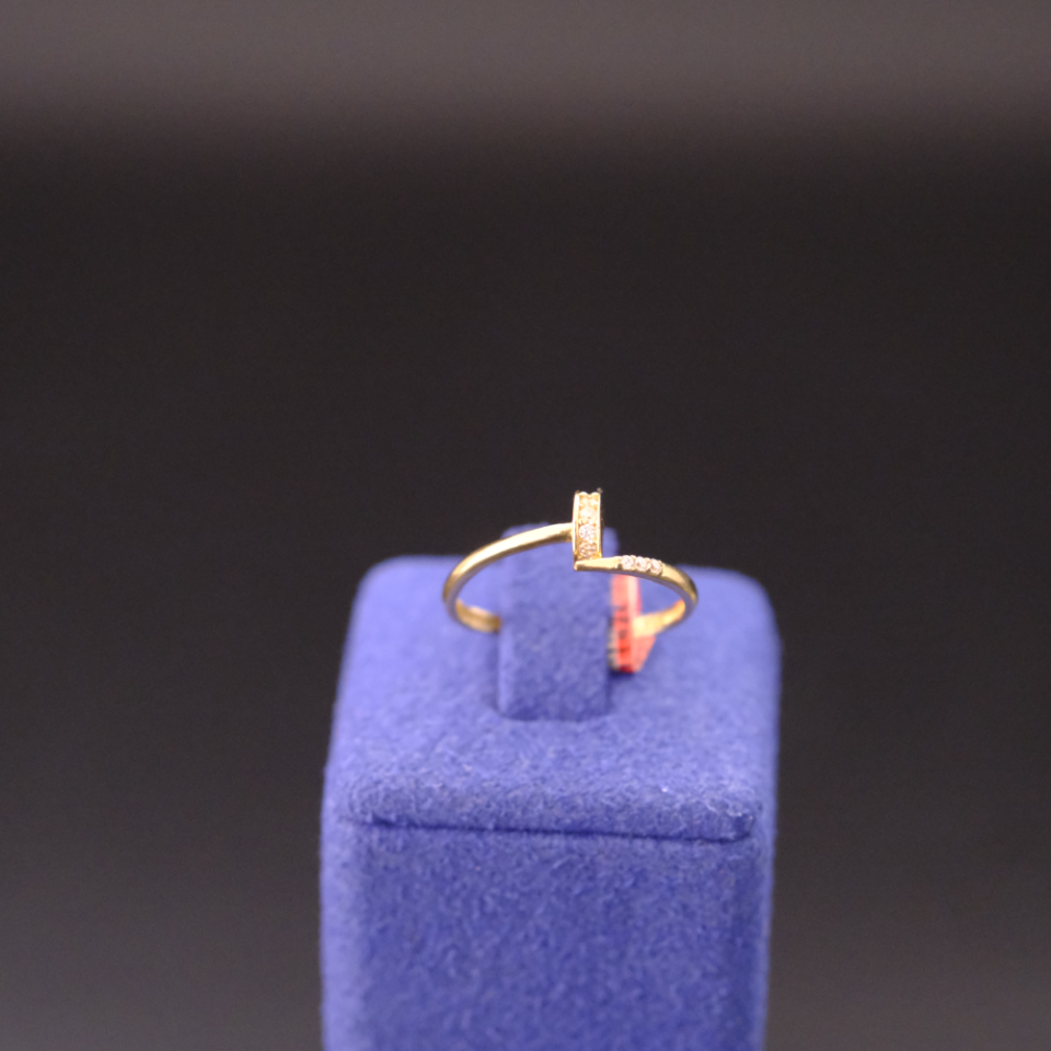 14 Ayar Modern ''T'' Tasarım Minimalist Altın Yüzük