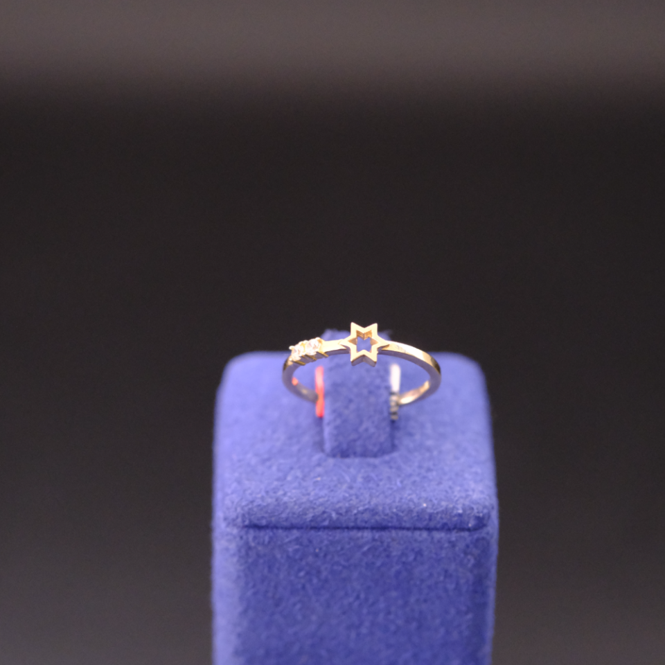 14 Ayar Işıltılı Kuzey Yıldızı Tasarım Altın Yüzük