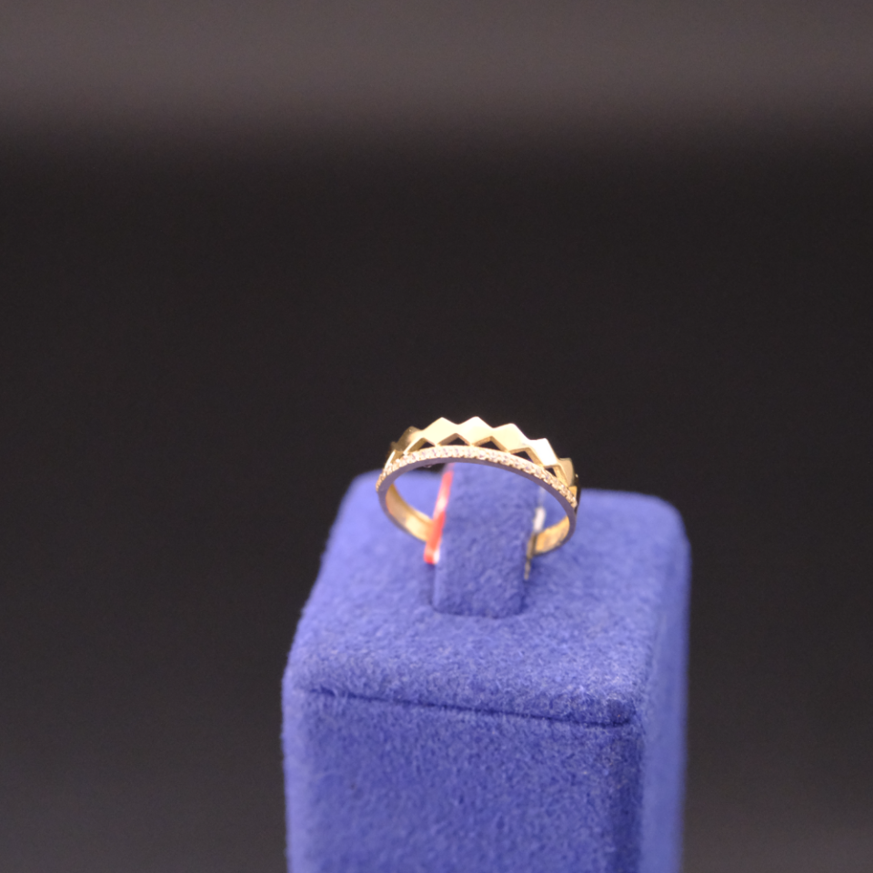 14 Ayar Modern Prizma Kesim Çift Sıra Altın Yüzük