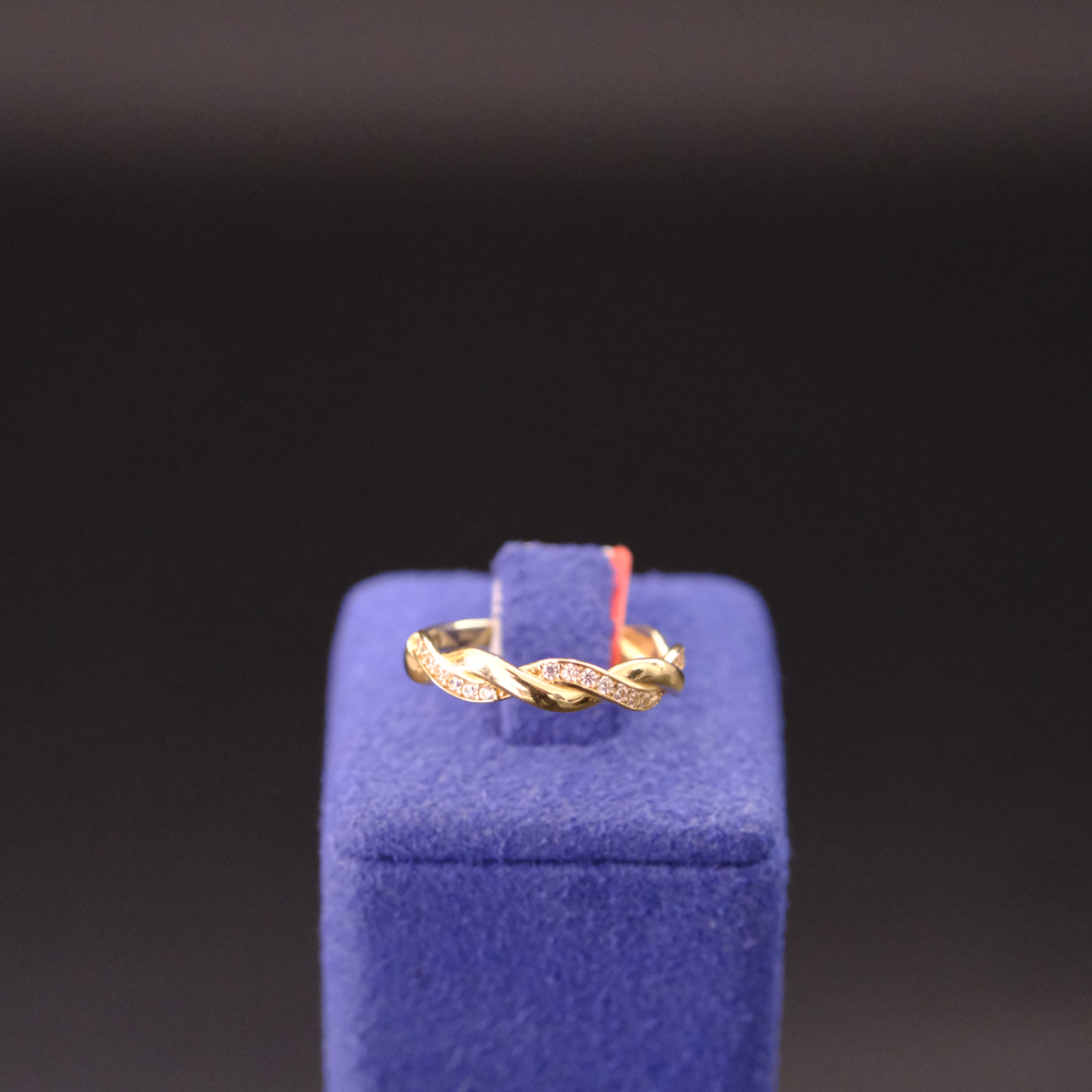 14 Ayar Işıltılı Sarmal Sonsuzluk Tasarım Altın Yüzük