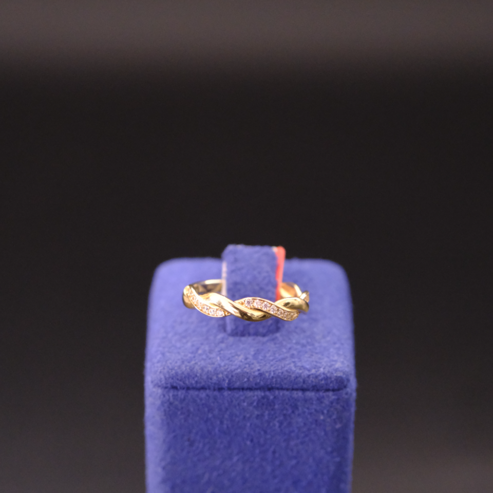 14 Ayar Işıltılı Sarmal Sonsuzluk Tasarım Altın Yüzük