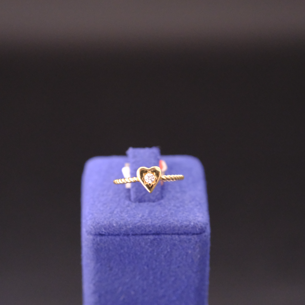 14 Ayar Kalp Figürlü Burgu Tasarım Altın Yüzük