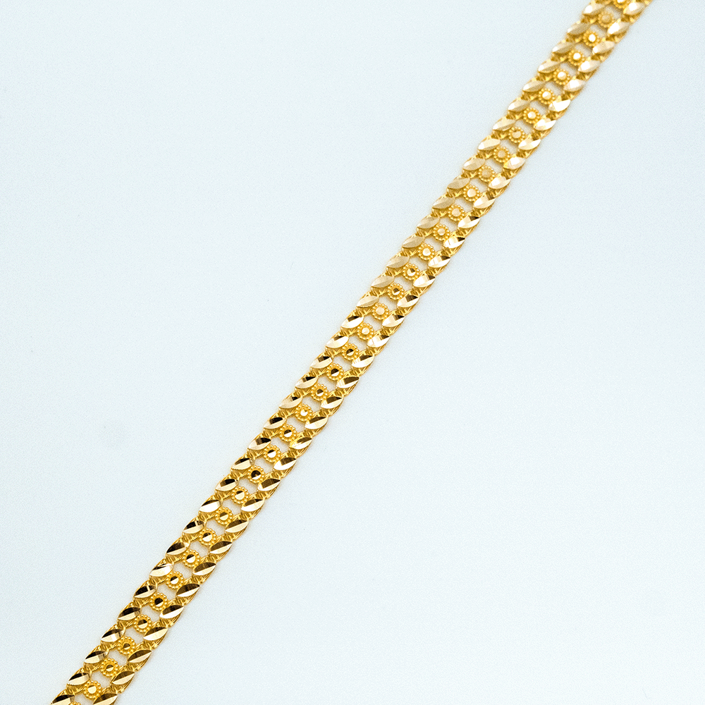 14 Ayar Çiçekli Arpa Detaylı Altın Bileklik