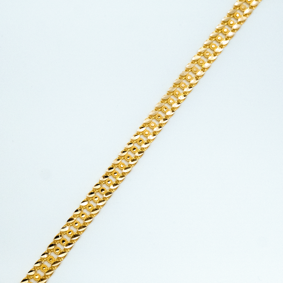 14 Ayar Çiçekli Arpa Detaylı Altın Bileklik