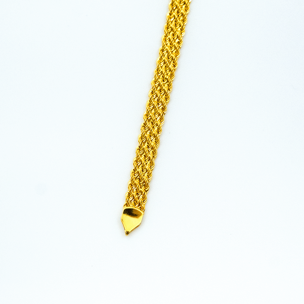 14 Ayar Sıralı Zincirli Detaylı Altın Bileklik