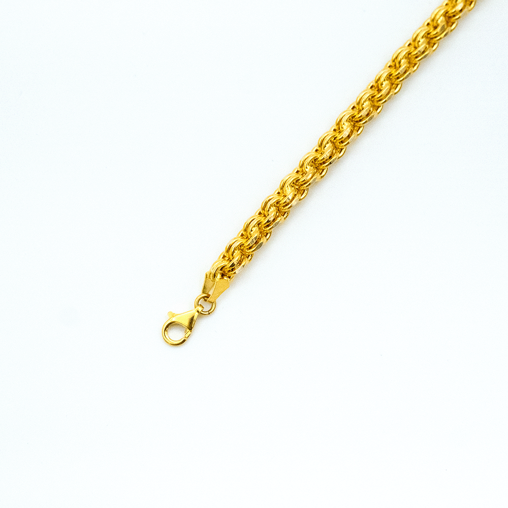 14 Ayar Çift Halkalı Detaylı Altın Bileklik