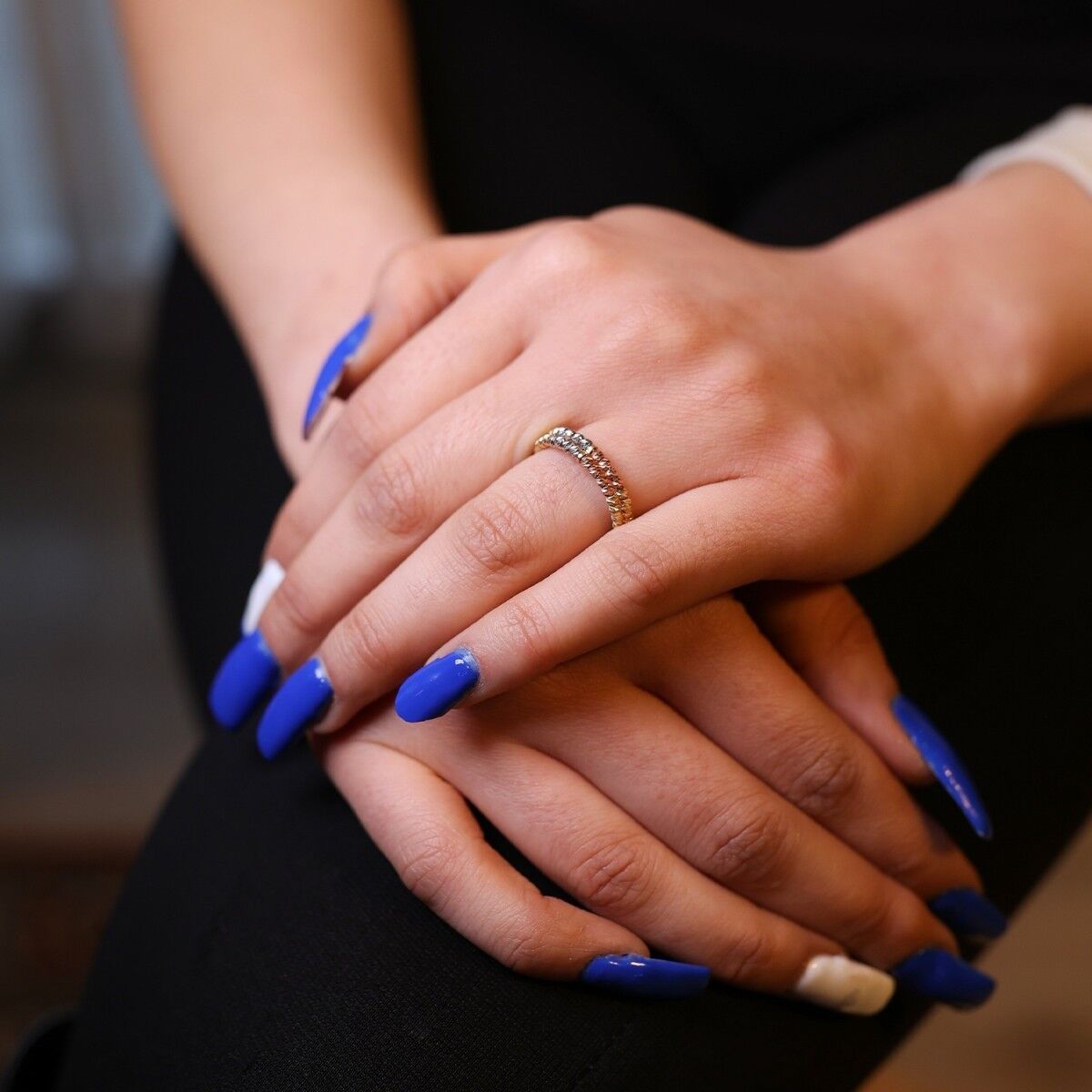 14 Ayar 3 Renk Çift Sıra İtalyan Dorikalı Altın Yüzük