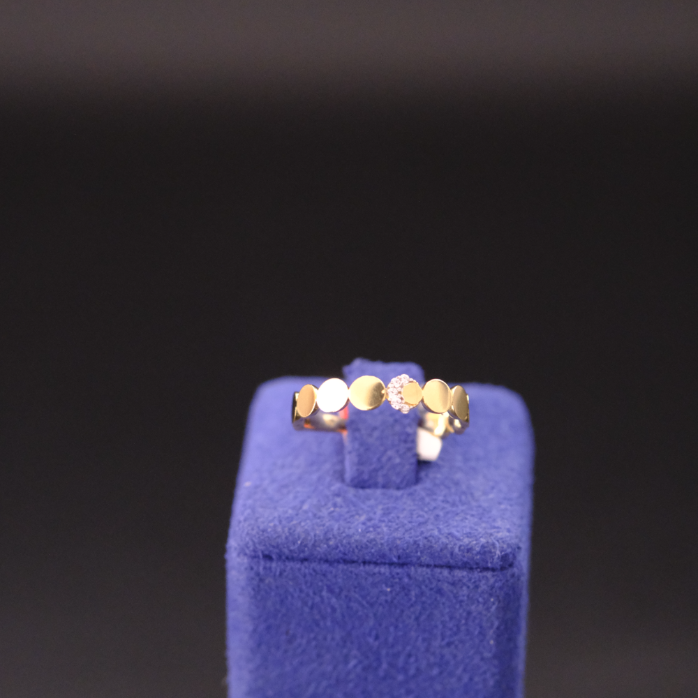 14 Ayar Modern Geometrik Sıralı Disk Altın Yüzük