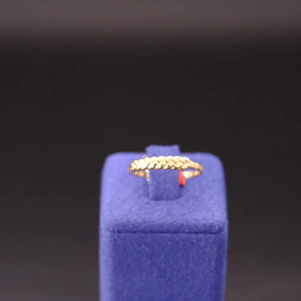 14 Ayar Örgü Dokulu Klasik Altın Yüzük