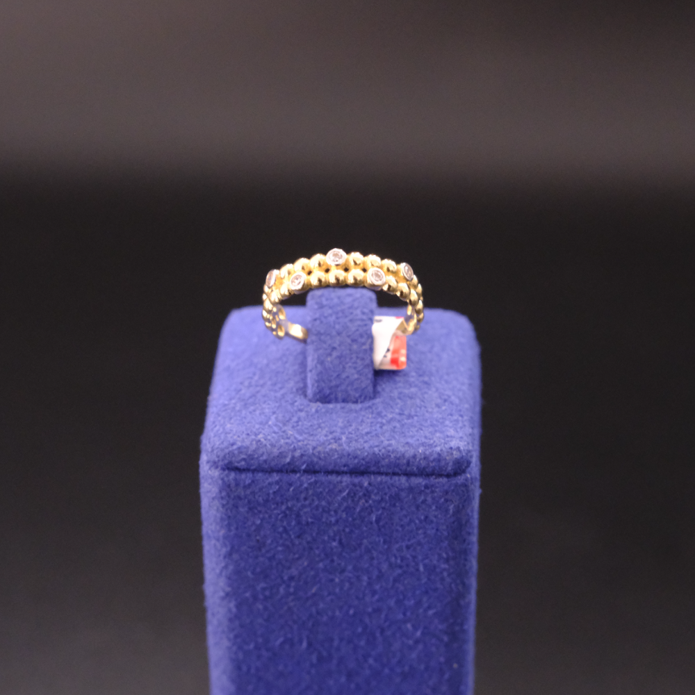 14 Ayar Modern Sıralı Kürecik Tasarım Altın Yüzük