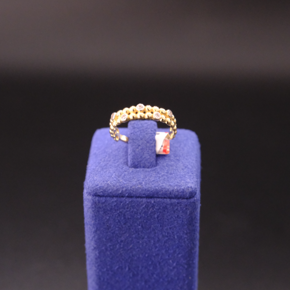 14 Ayar Modern Sıralı Kürecik Tasarım Altın Yüzük