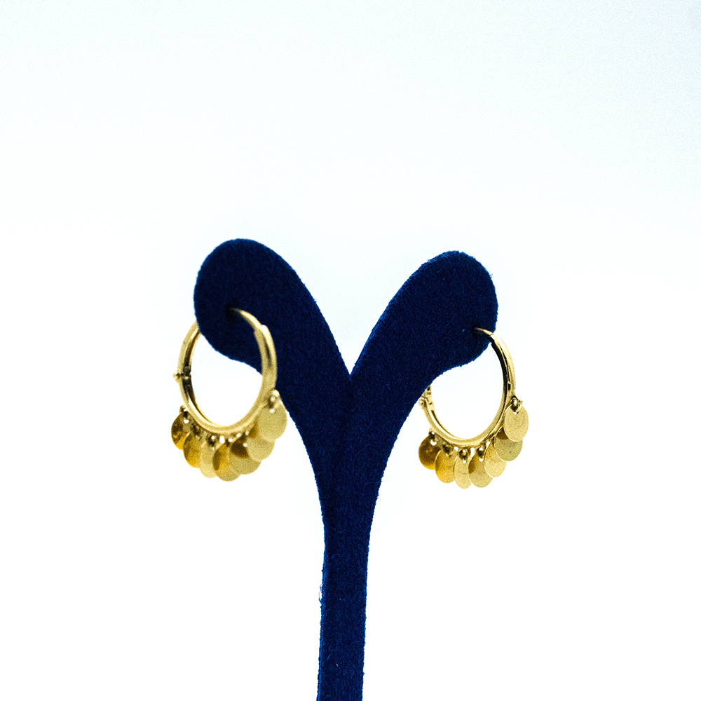 14 Ayar Parıltılı Daire Altın Küpe