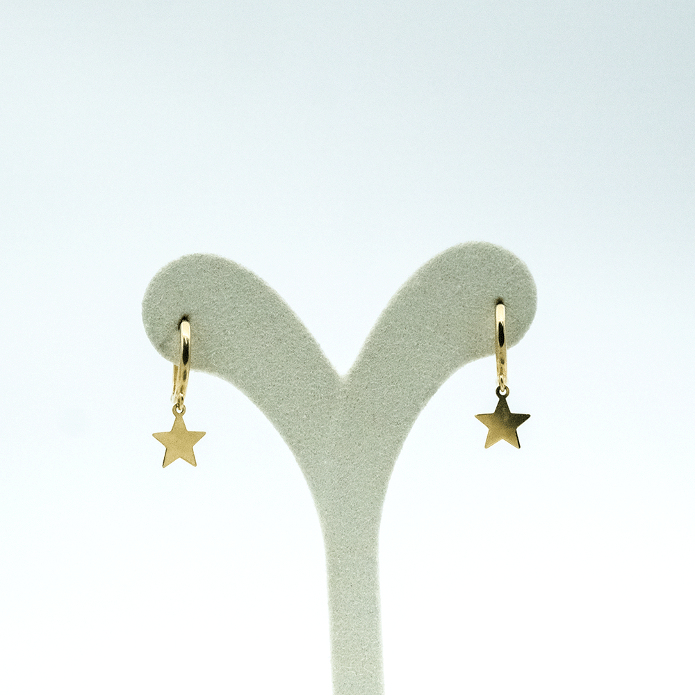 14 Ayar Sade Yıldız Altın Küpe