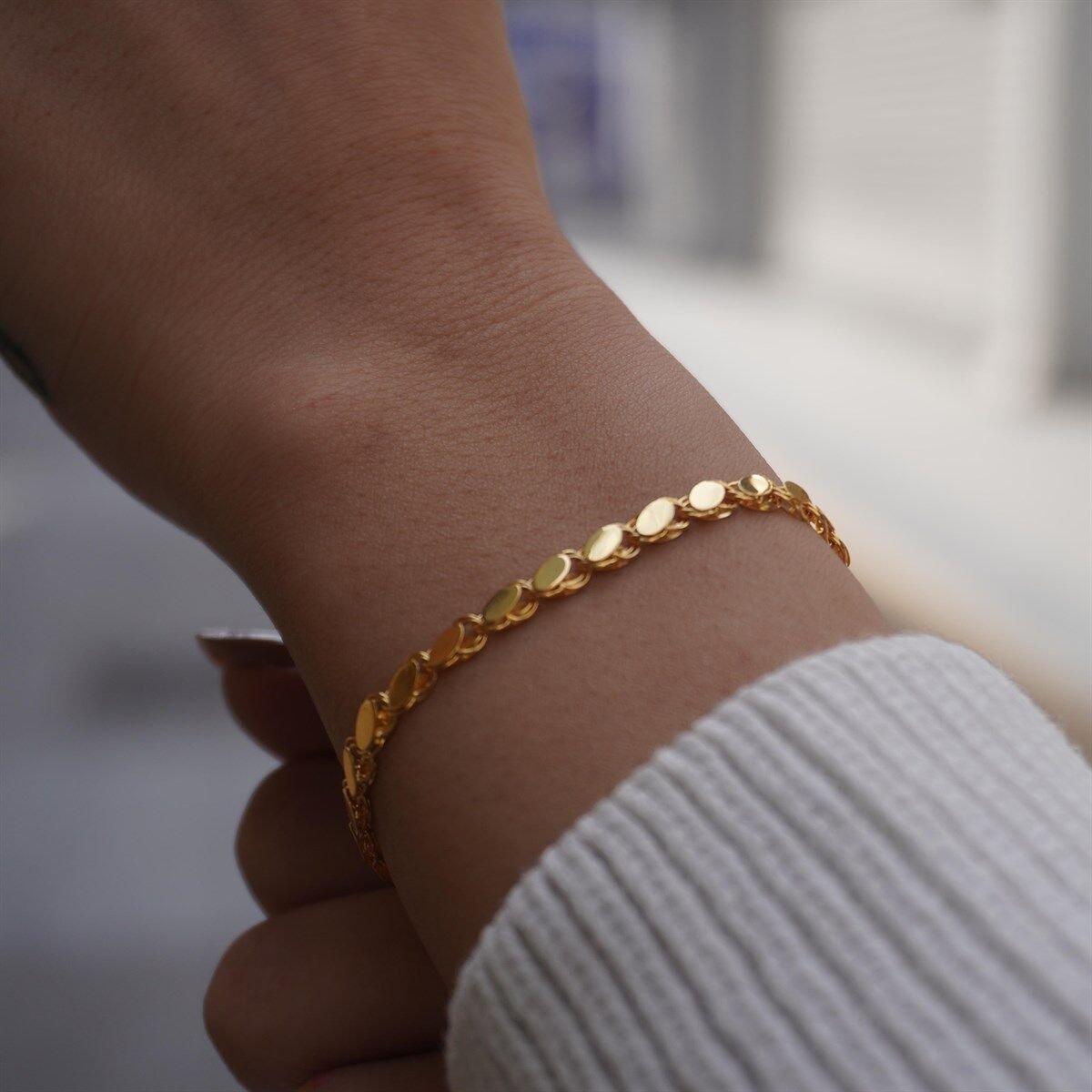 14 Ayar Arpa Model İnce Altın Zincir Bileklik