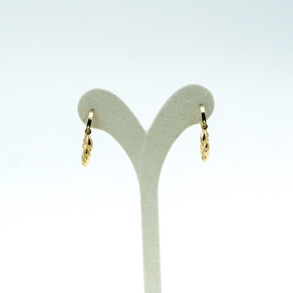 14 Ayar Parıltılı Oval Sıralı Sallantılı Altın Küpe