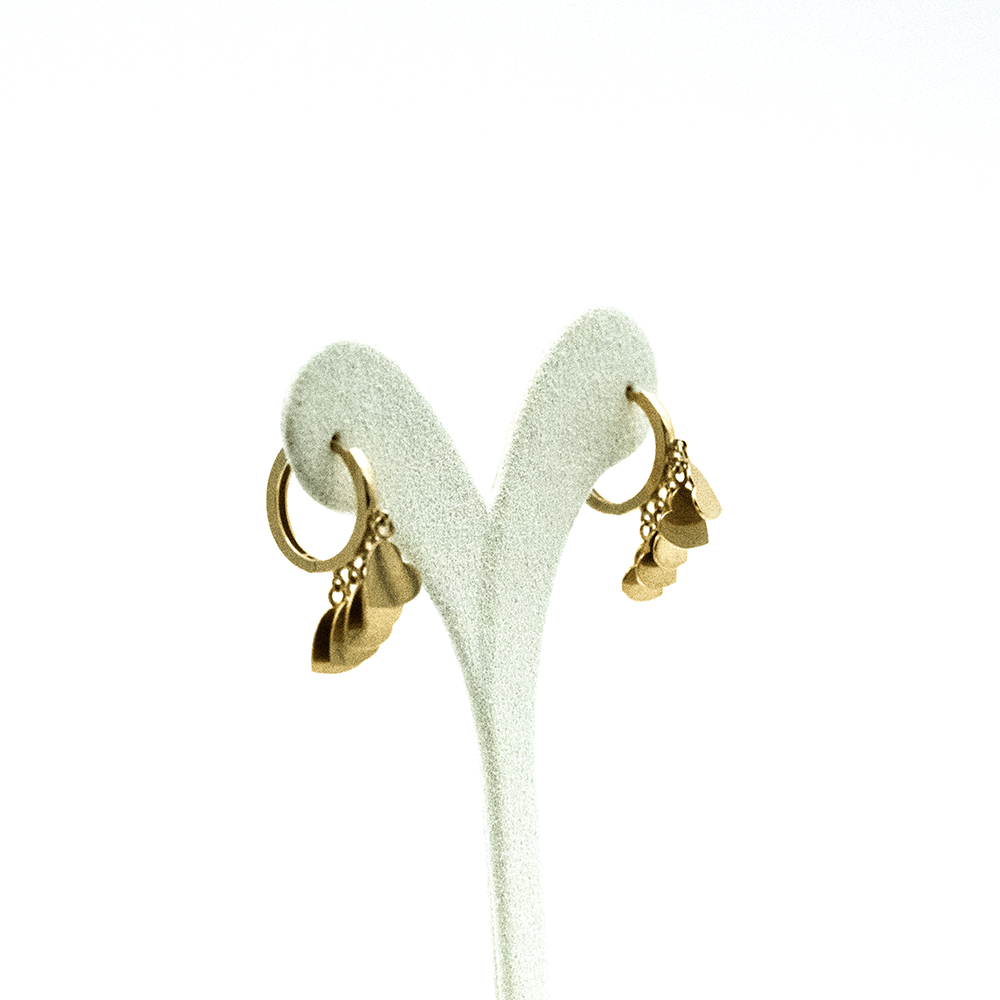 14 Ayar Kalp Sıralı Sallantılı Altın Küpe