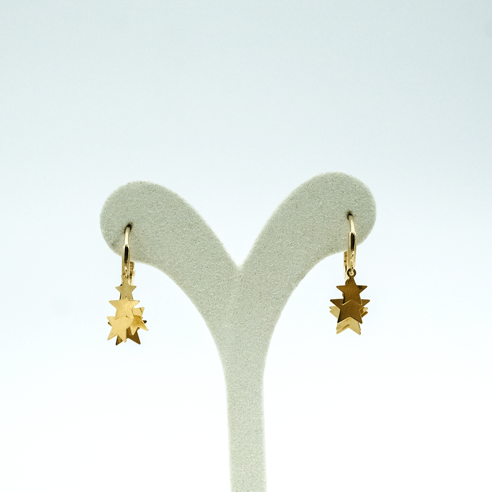 14 Ayar Yıldızlı Sallantılı Altın Küpe