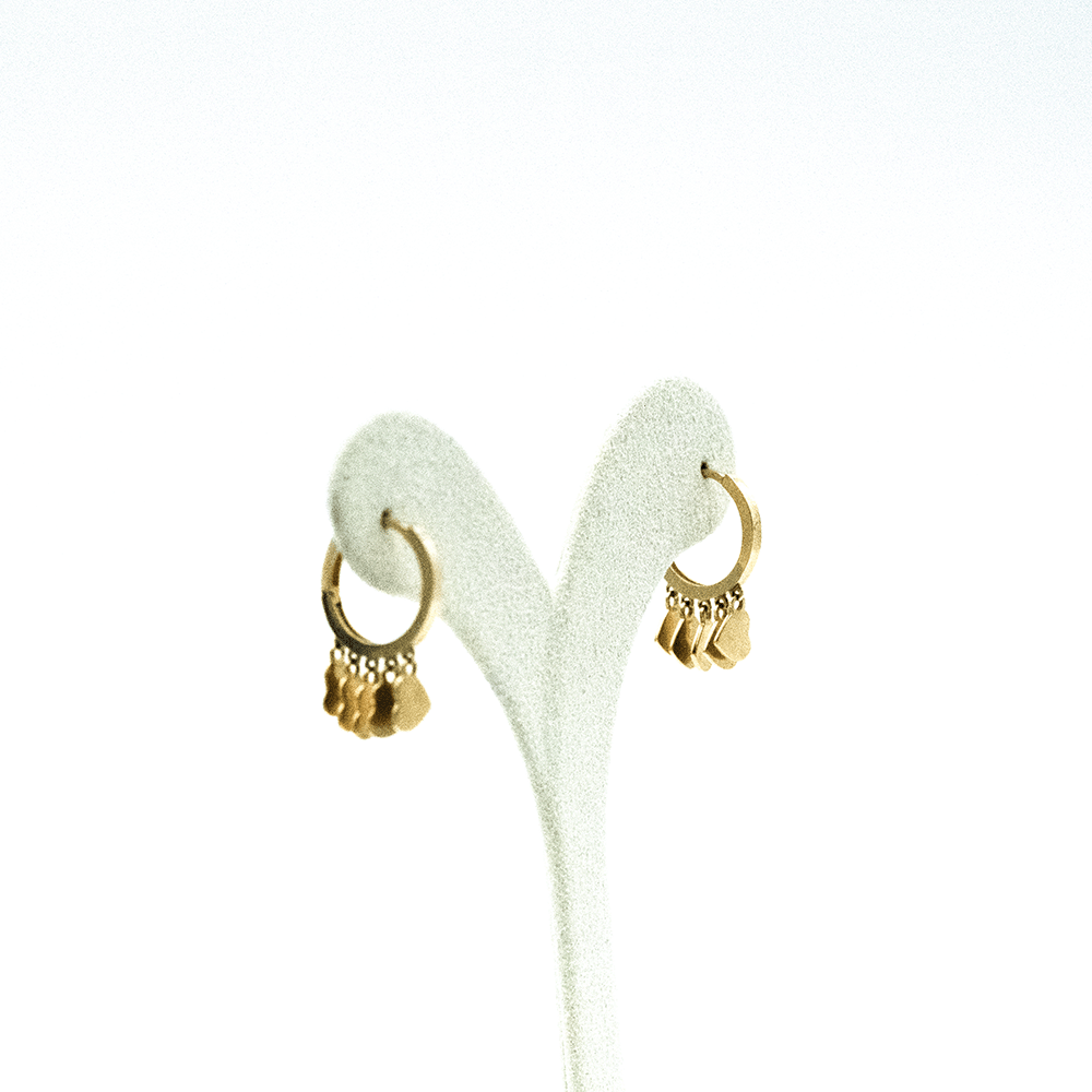 14 Ayar Kalpli Sıralı Sallantılı Altın Küpe