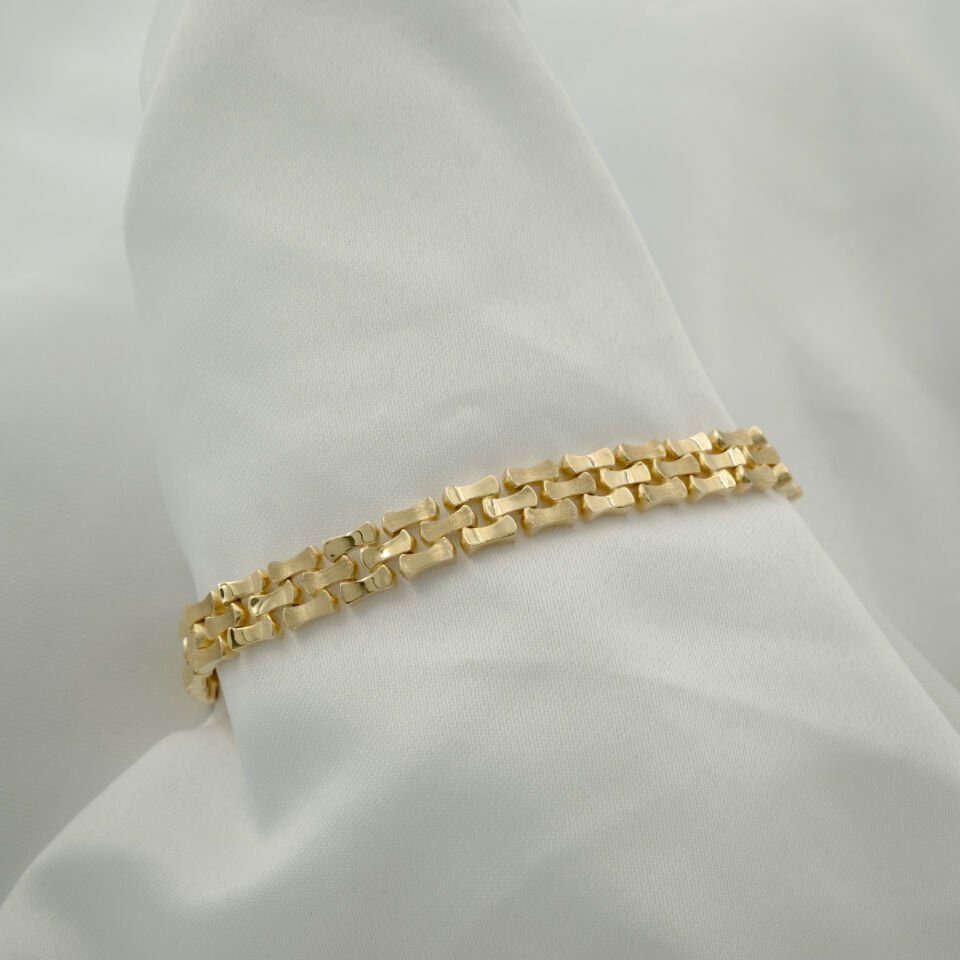 14 Ayar Sıralı Detaylı Altın Bileklik