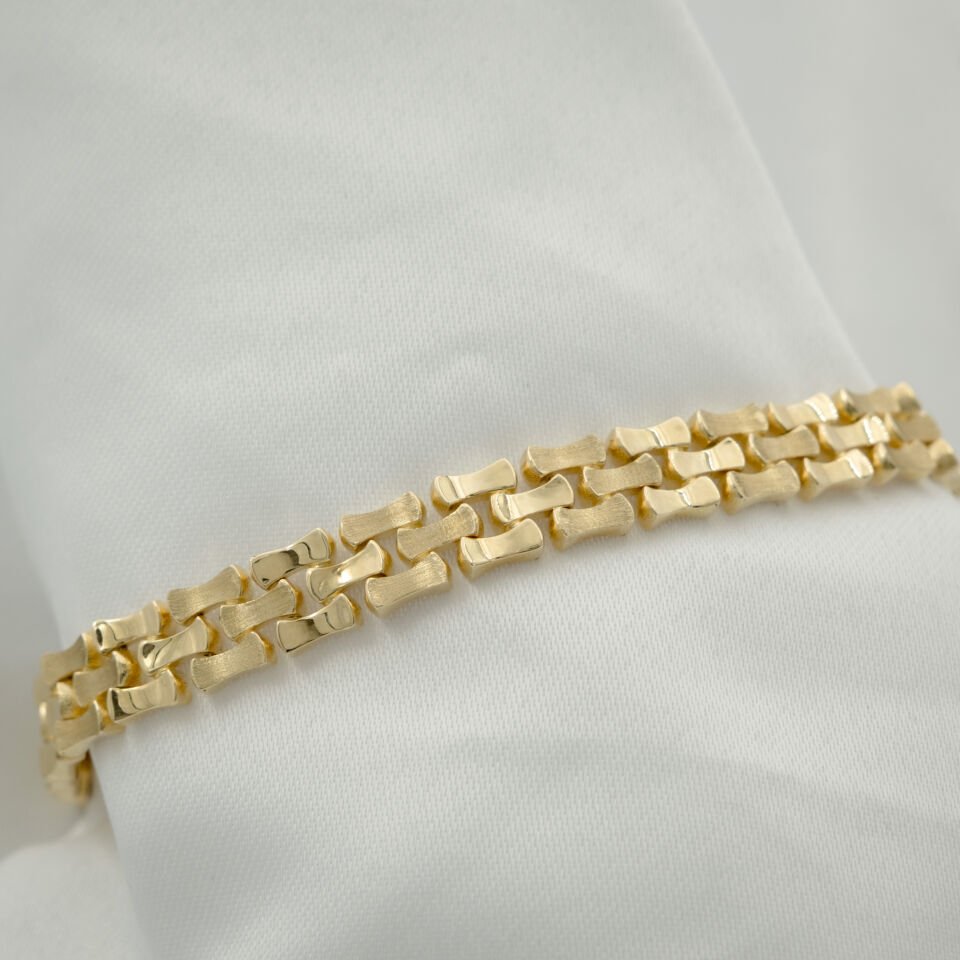 14 Ayar Sıralı Detaylı Altın Bileklik