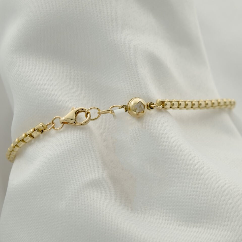 14 Ayar Parıltılı Oval Altın Bileklik