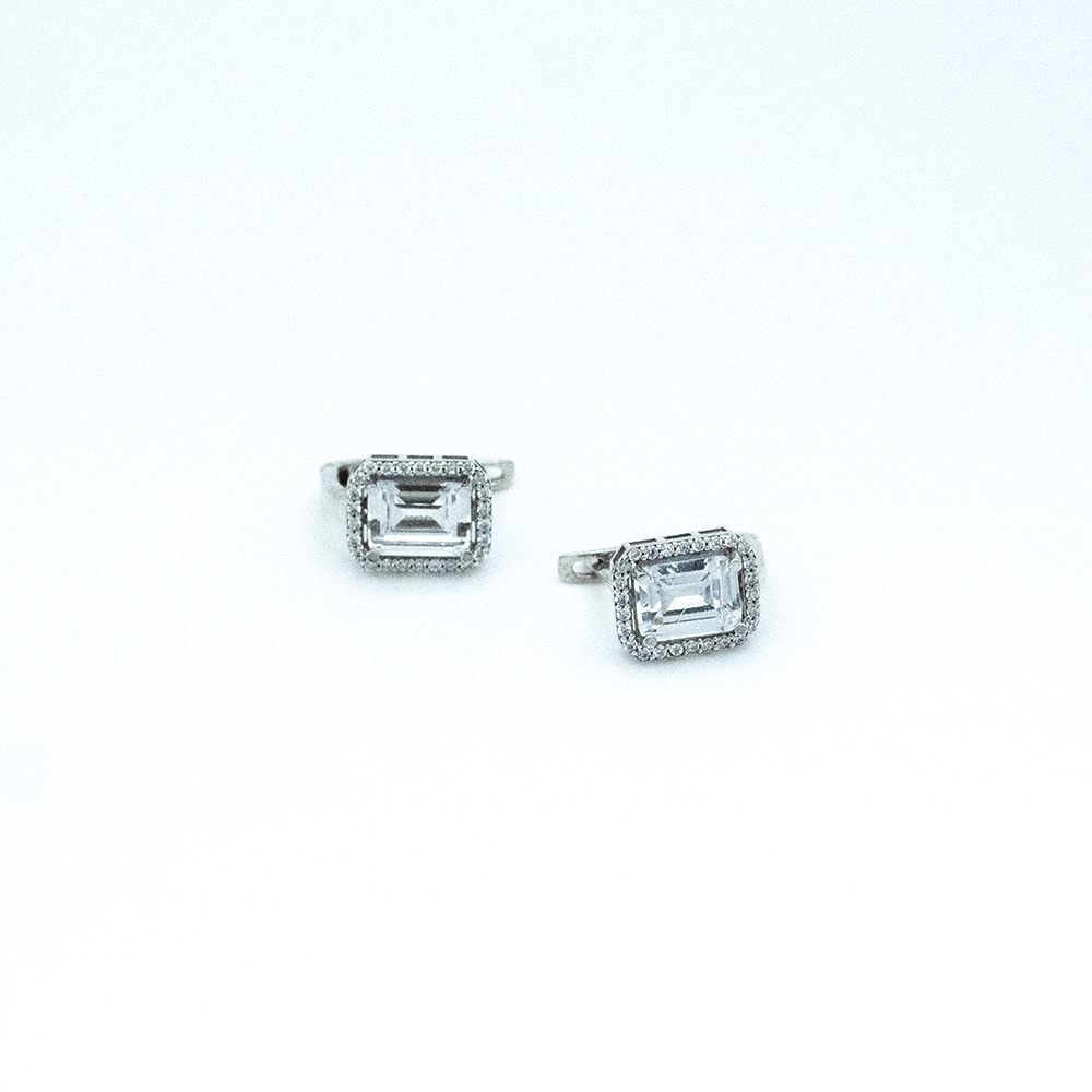 14 Ayar Bagetli Beyaz Altın Küpe